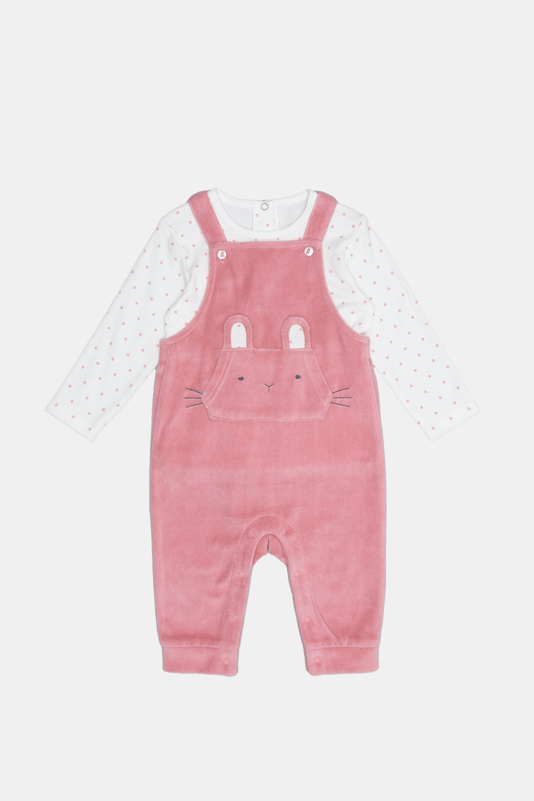 

Babies Pink And White Dungaree Set (2 Piece)