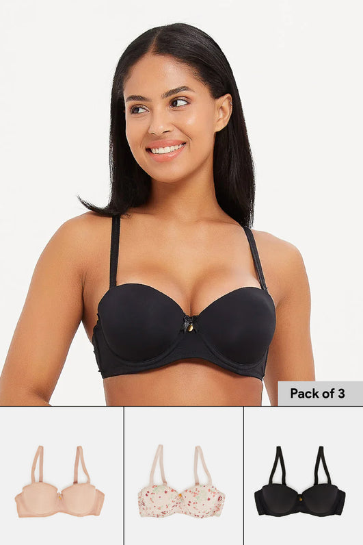 Buy Women Black And Nude Seamless Bra Set (Pack of 2) 126388581 in Saudi  Arabia