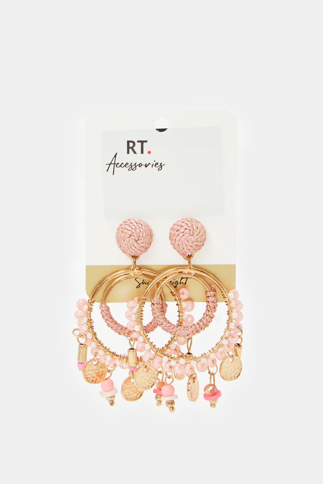 

Women Pink And Gold Embellished Earrings