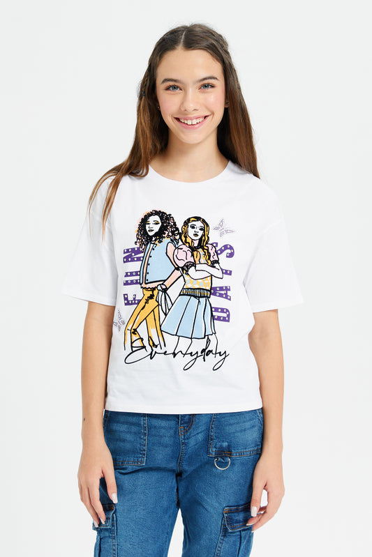 Buy Senior Girls Assorted Printed Ribbed T-Shirt 128416769 in Saudi Arabia
