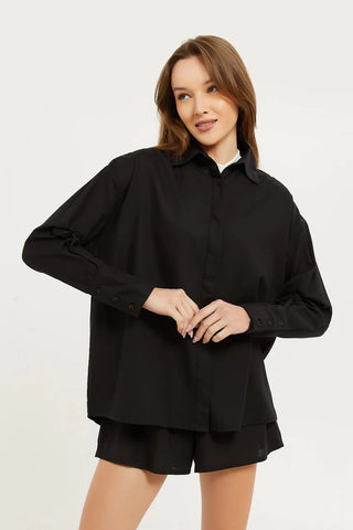 black oversized shirt for women