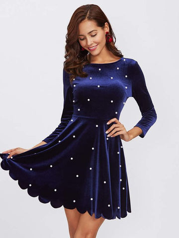 blue velvet dress for women