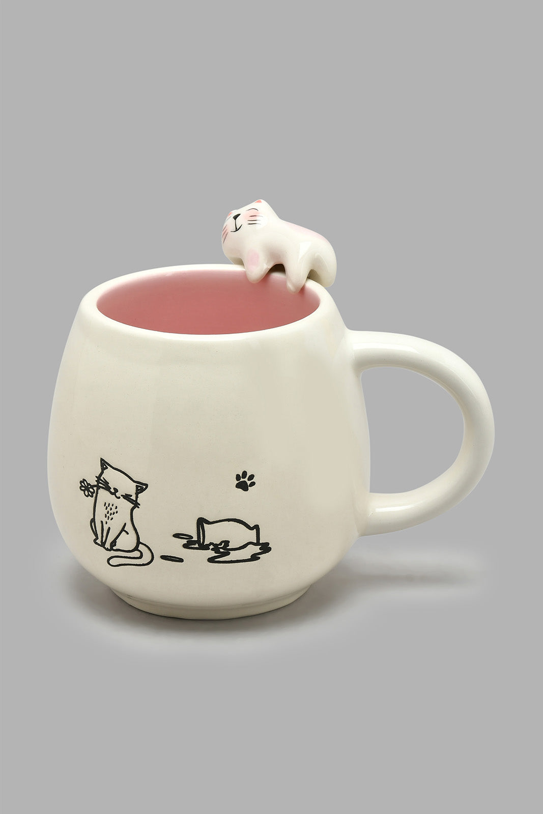 

White And Pink Cat Mug