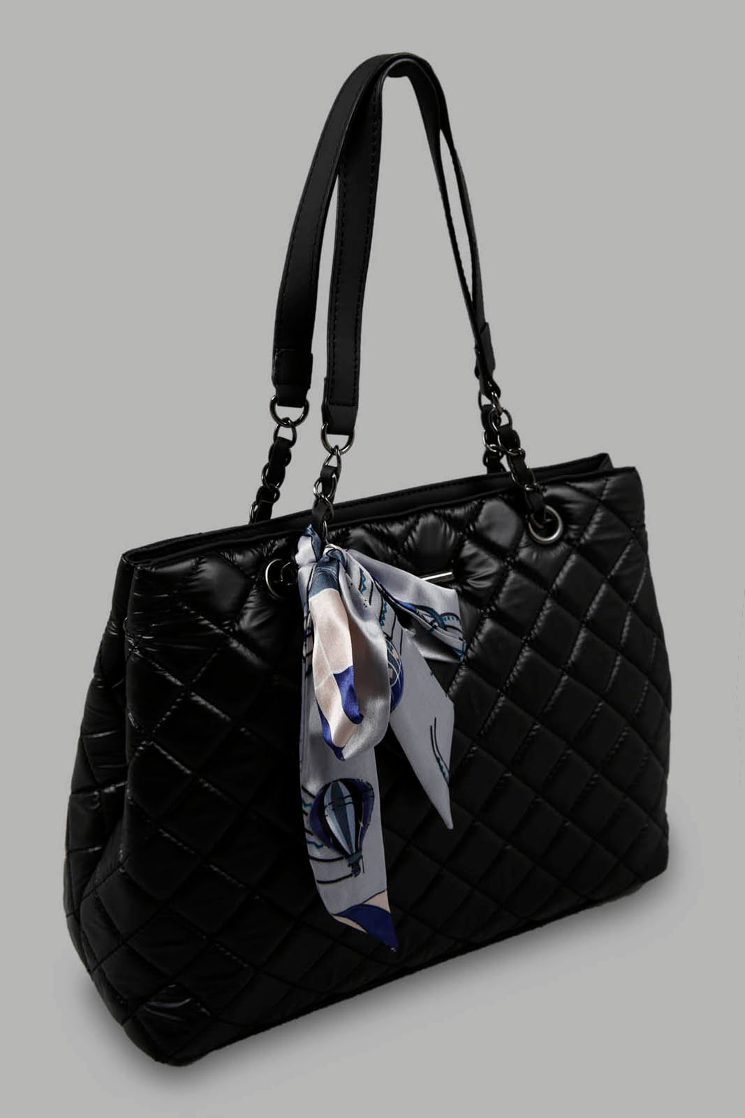 

Black Quilted Tote Bag For Women