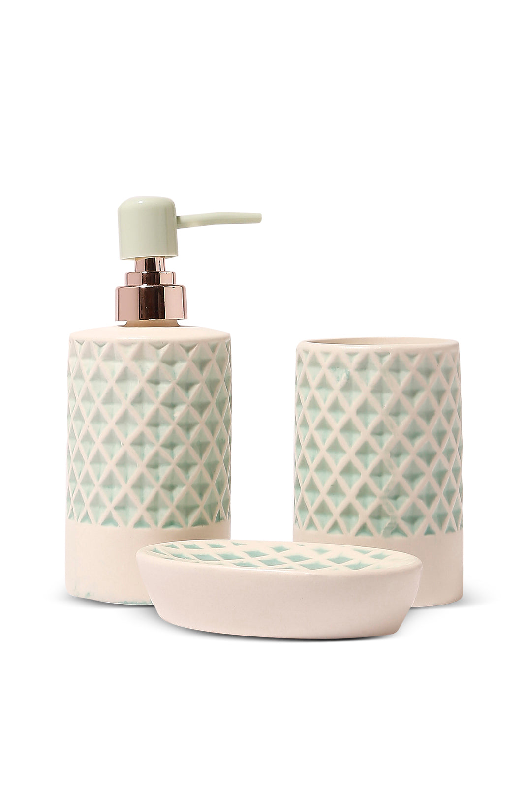 

Pink And Teal Ceramic Bathroom Set (3 Piece)