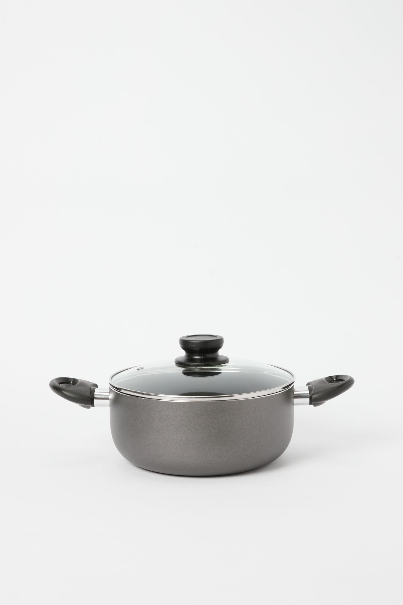 

Black Aluminum Non Stick Dutch Oven With Glass Lid (22Cm)