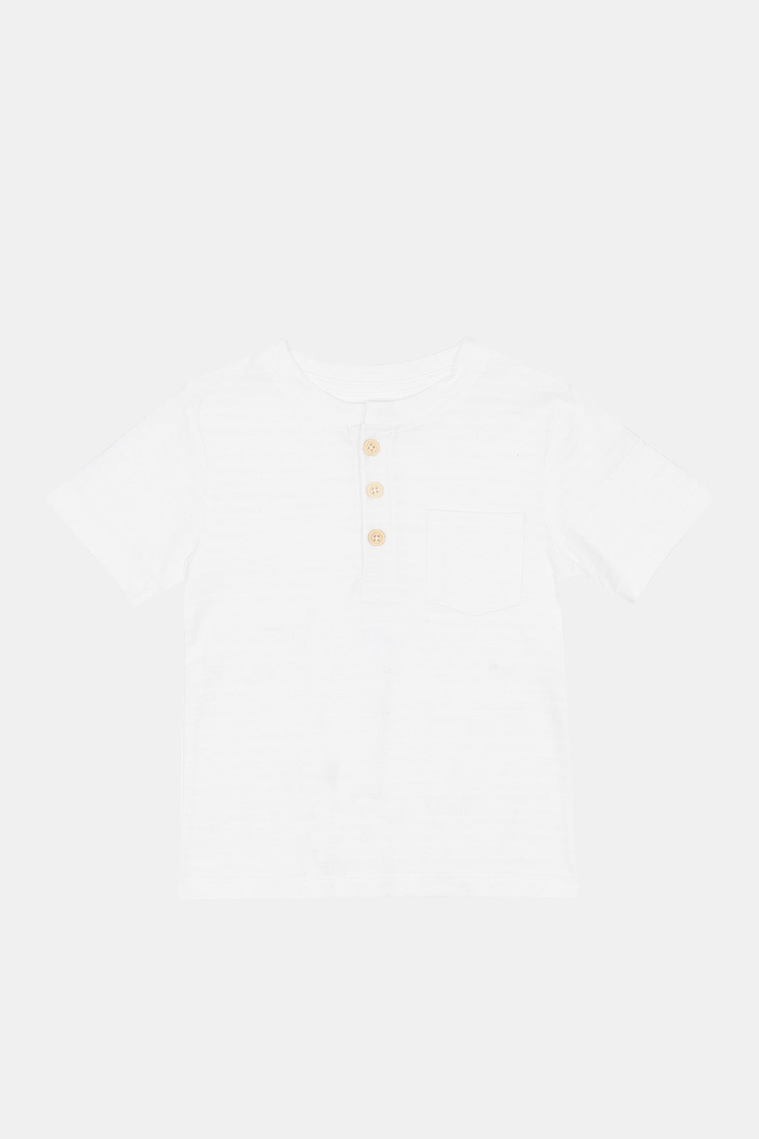 

Baby Boys White Jacquard Henley T-Shirt