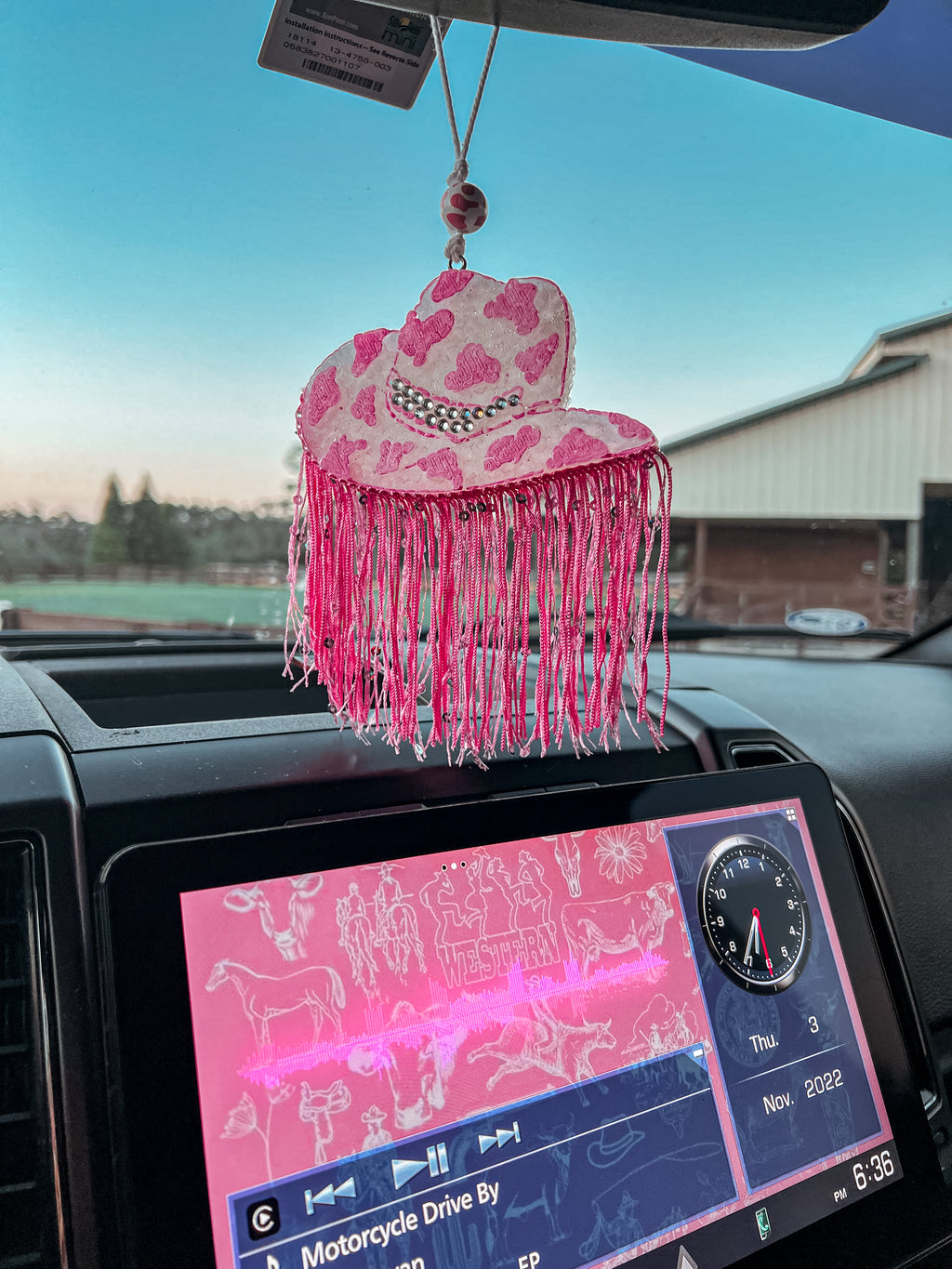 Fringe Rhinestone Pink Cowgirl Disco Ball Car Hanging Rear -  Canada