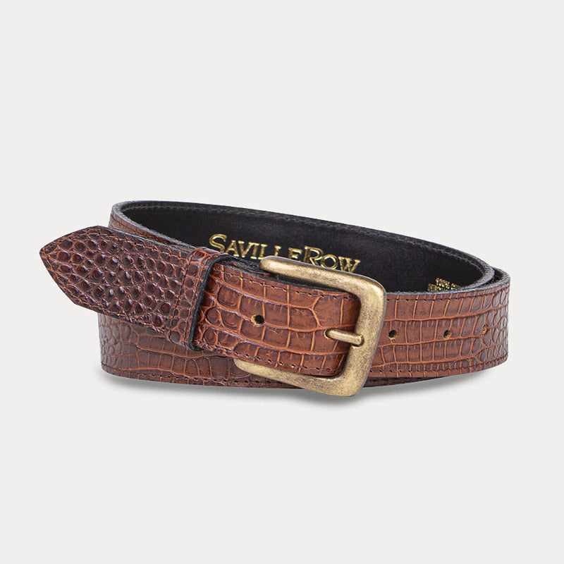 Cinturón Cuero Estilo Cocodrilo Charol 3,5cm – Saville Row