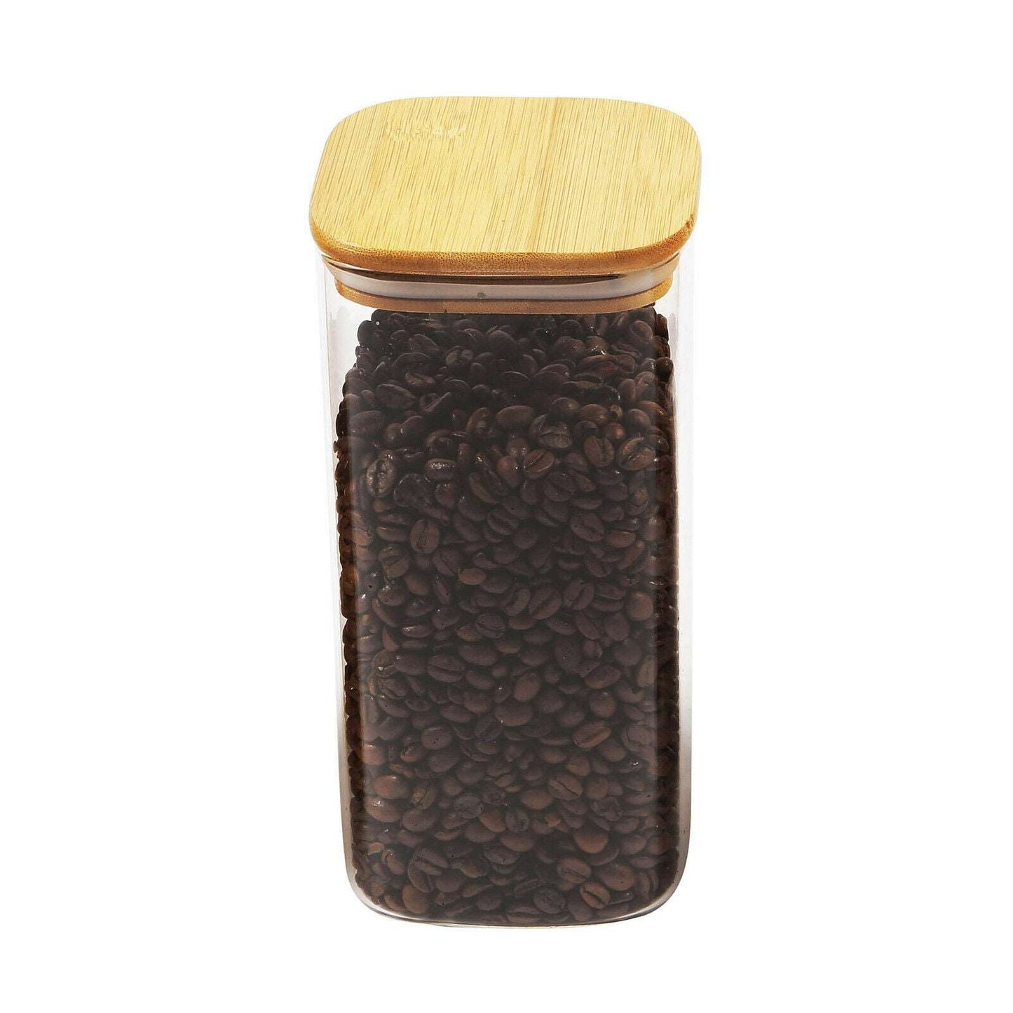 Glass Square Storage Jar with Bamboo Lid Black Qubd