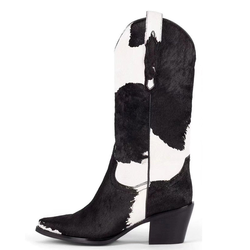 Santiag en Cuir Motif Vache – Diferla®