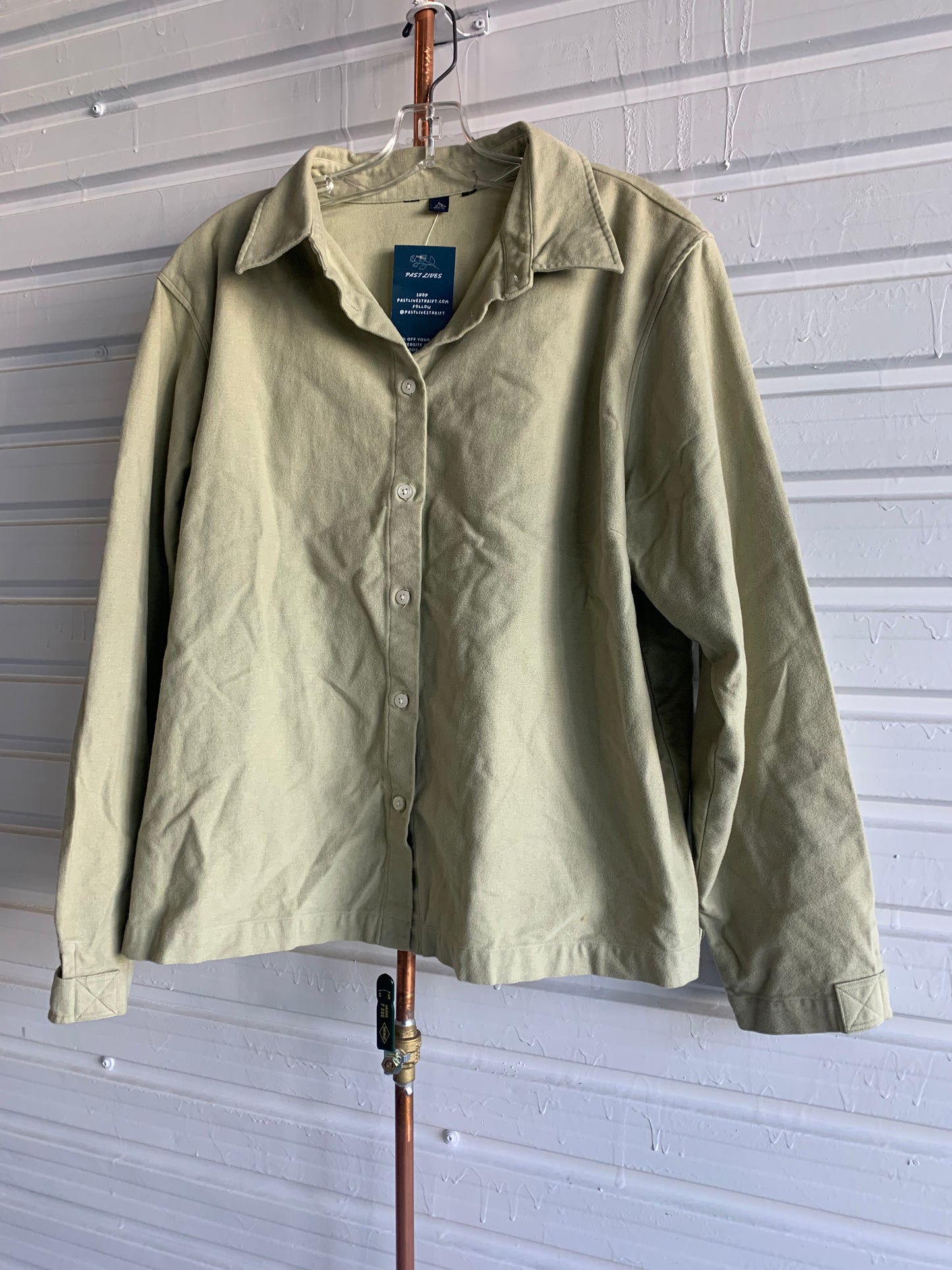 Y2K Vintage Chartreuse Cotton Button Down Shirt / Size XL