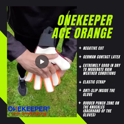 ONEKEEPER ACE Orange and White - Pro-Level Goalkeeper Gloves