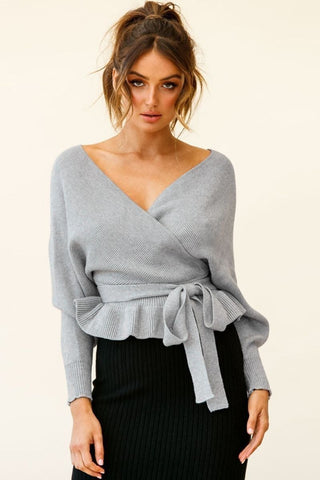 women with knit fabric winter top