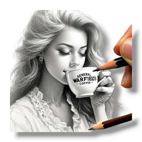 Woman drinking extraordinarily delicious General Warfield’s specialty grade coffee