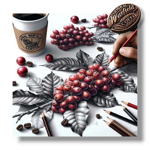 Person drawing General Warfield’s Coffee specialty grade Arabica beans harvested from high-altitude small-estate farms