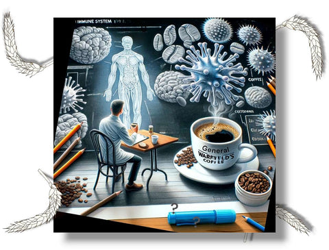 Cross-reactivity concern illustration with gluten-free coffee for celiac sensitivity management.