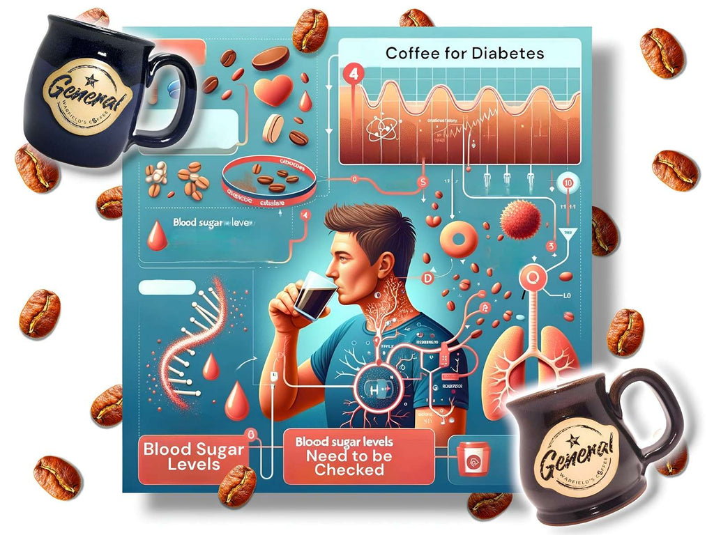 Caffeine and Coffee blood sugar infographic for diabetics