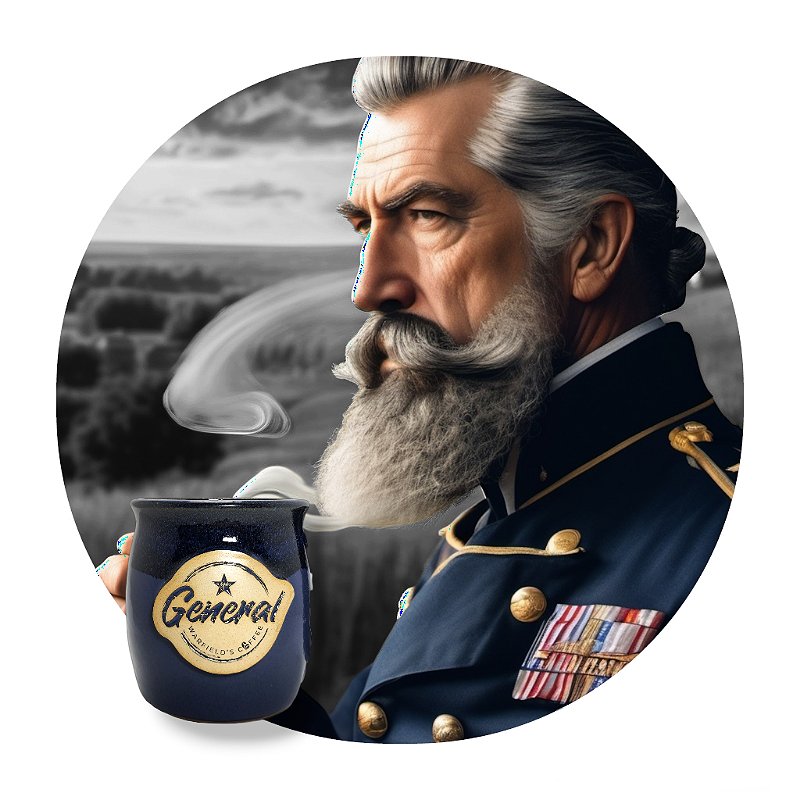 General Warfield drinking coffee