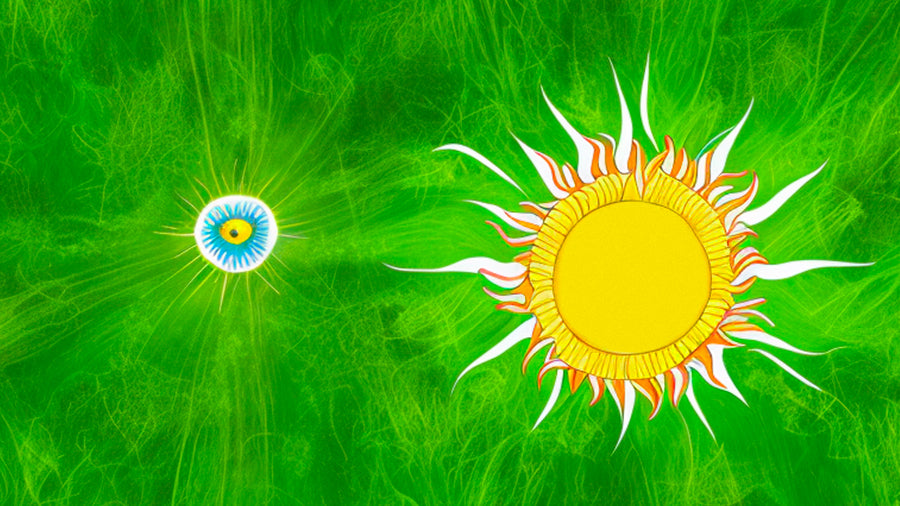 illustrated sun with biological cell