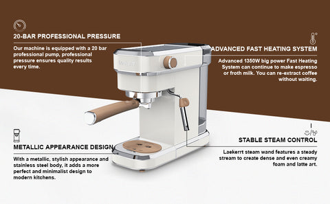 Espresso Machine Laekerrt for Home Barista, Milk Steam Frother Wand, for  Espresso, Cappuccino and Latte, Silver, CMEP02