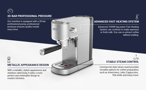 Espresso Machine Laekerrt for Home Barista, Milk Steam Frother Wand, f