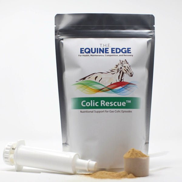 Colic Rescue Equine Supplement 32 serving bag with scoop and syringe