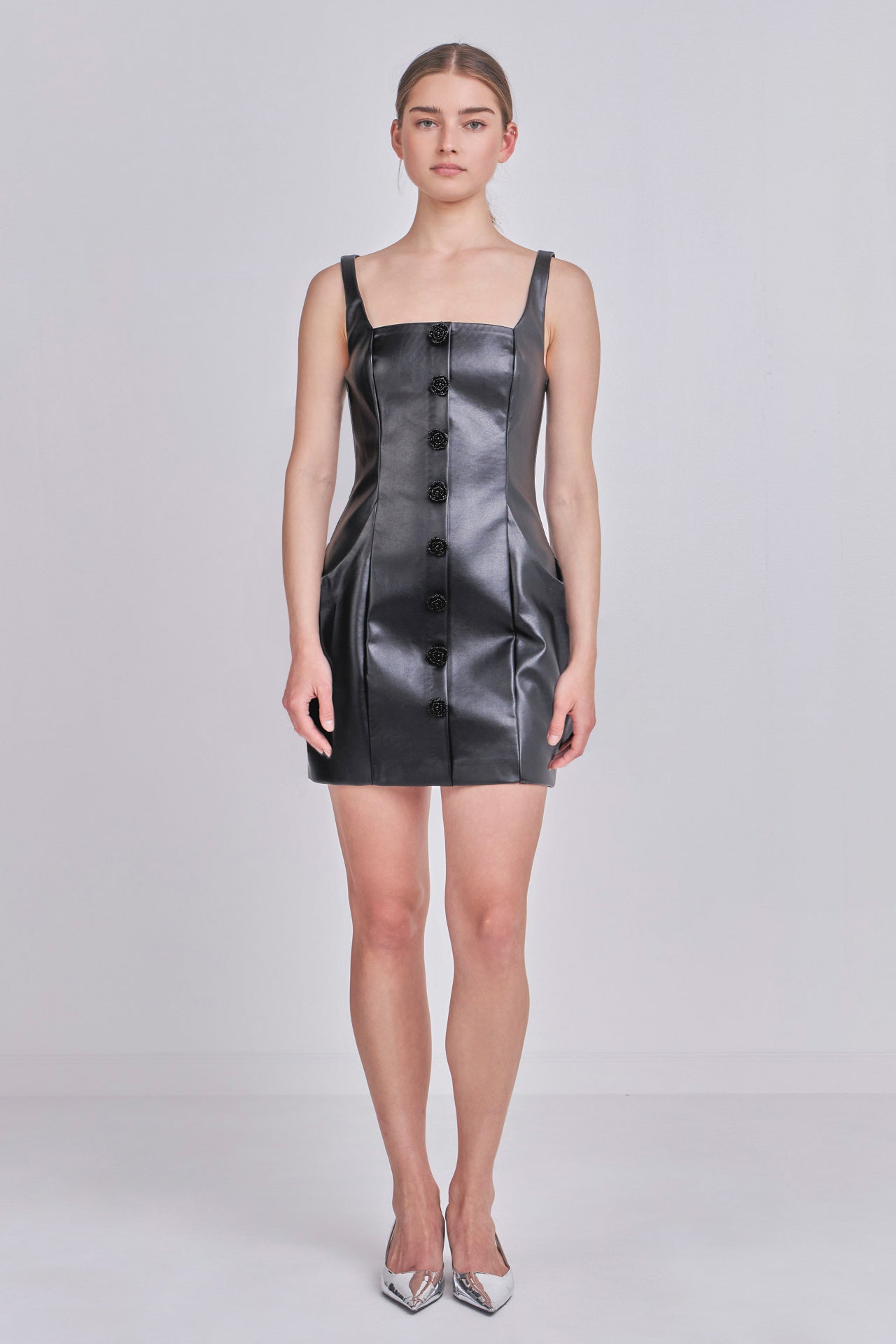 Rose Faux-Leather Dress