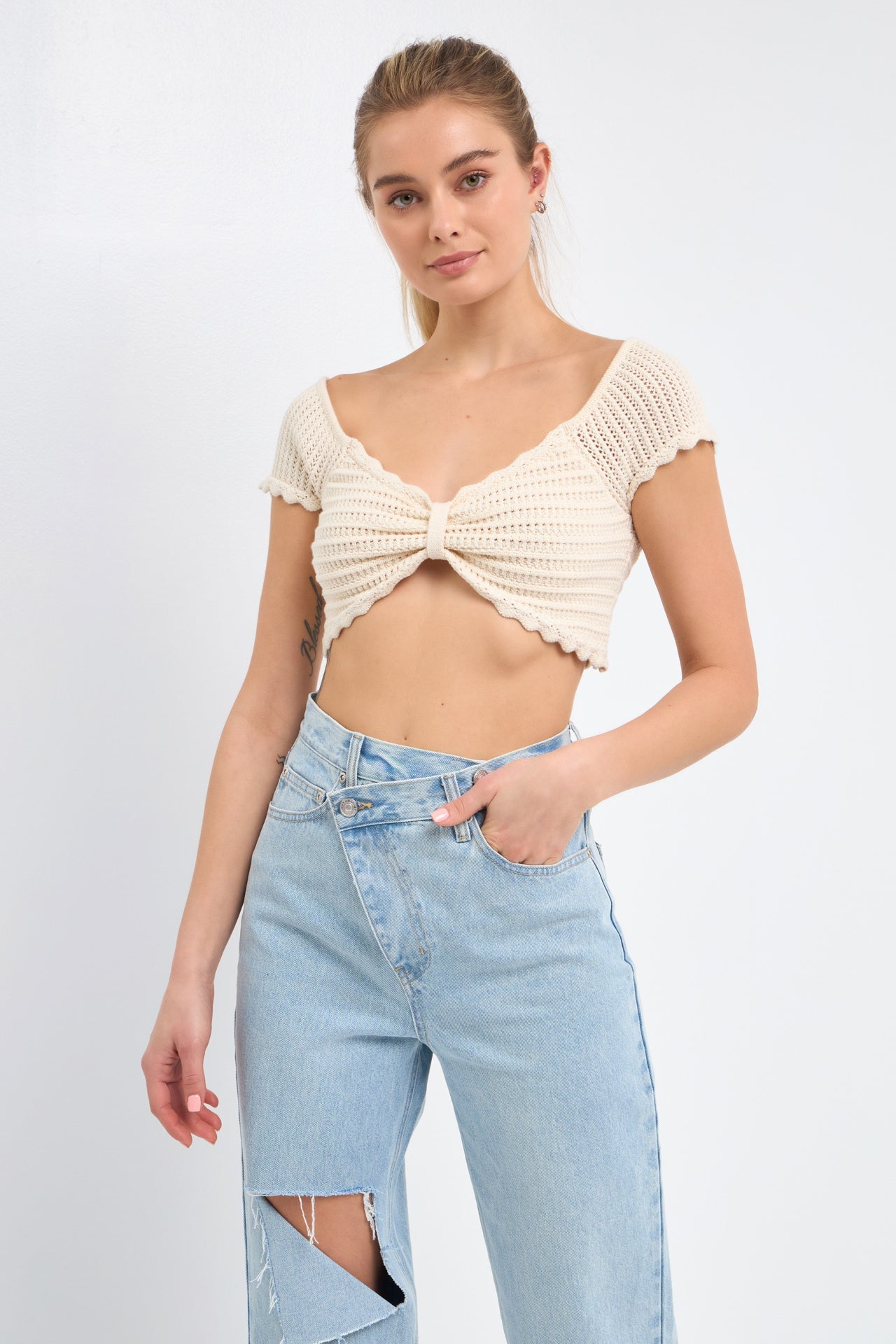 Dropship Gorset Camisoles For Women Woman Crop Knit Bow Top