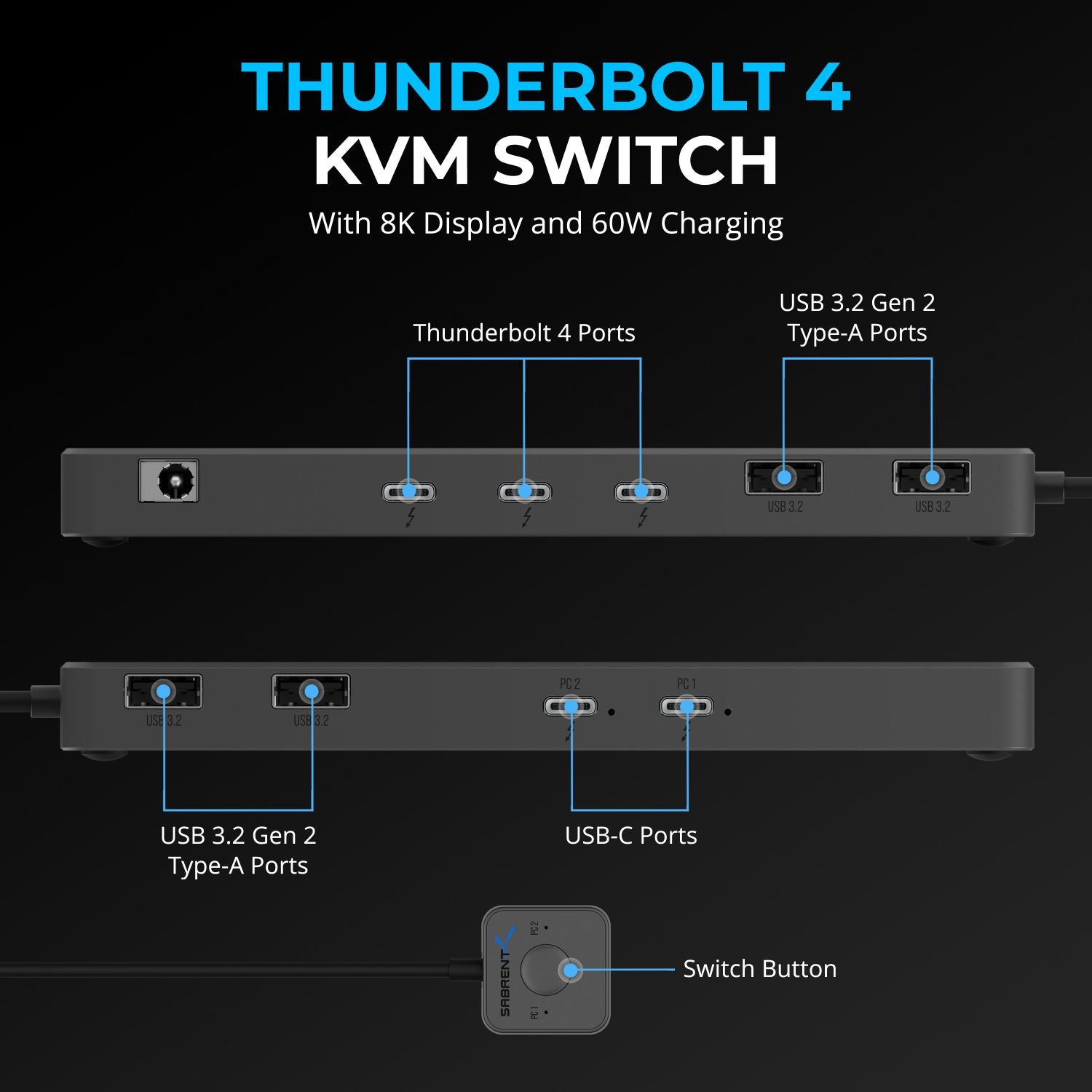 vistazo crisantemo ocio Thunderbolt 4 KVM Switch - Sabrent