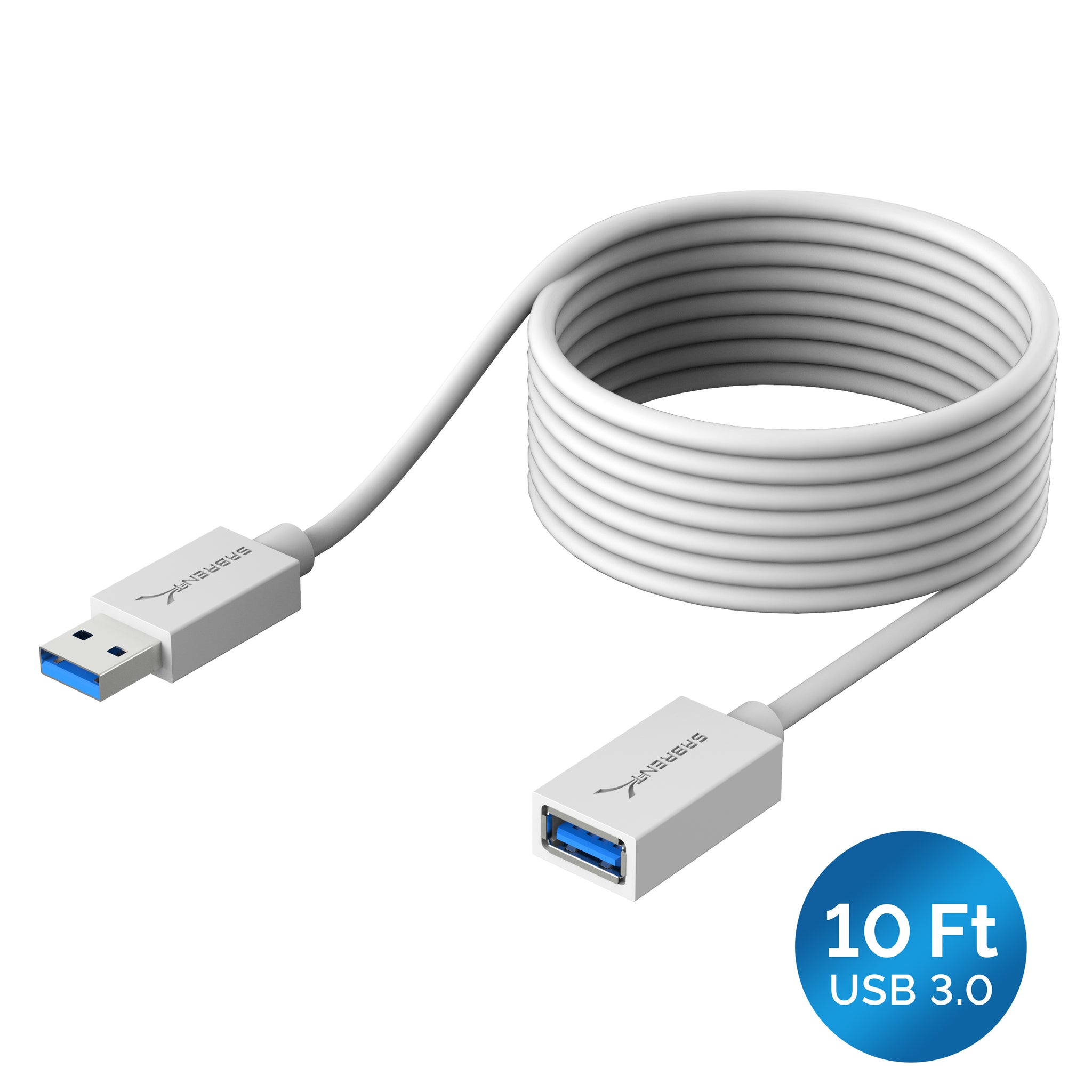 Australische persoon Egomania Ontaarden 22AWG USB 3.0 Extension Cable - A-Male to A-Female [White] 10 Feet - Sabrent