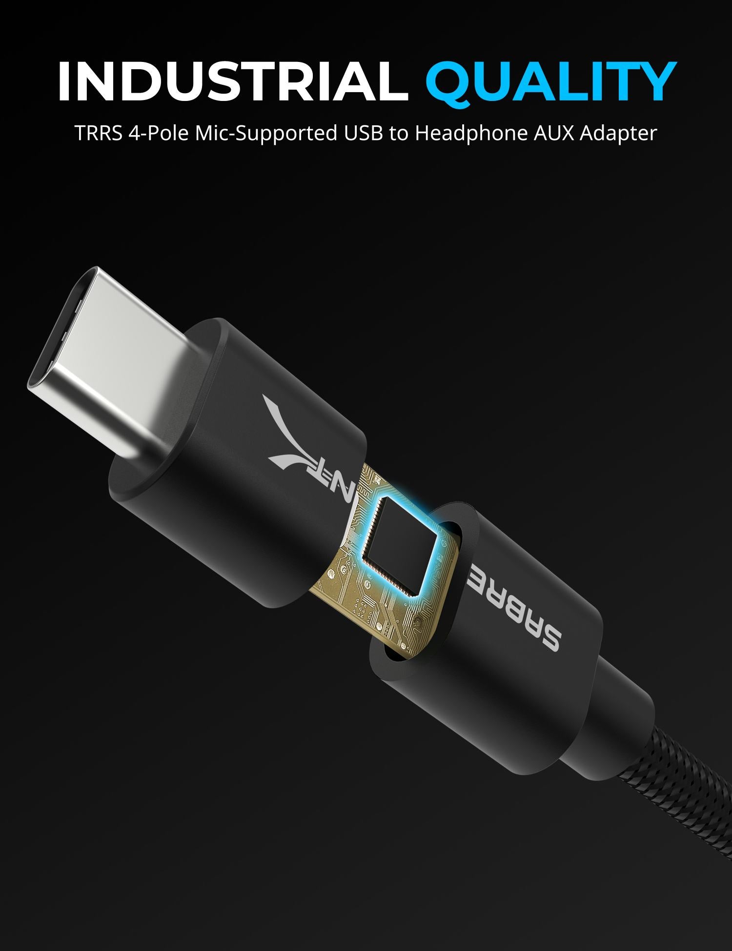 USB Type-C to 3.5mm Audio Jack Adapter 20" Cable - Sabrent