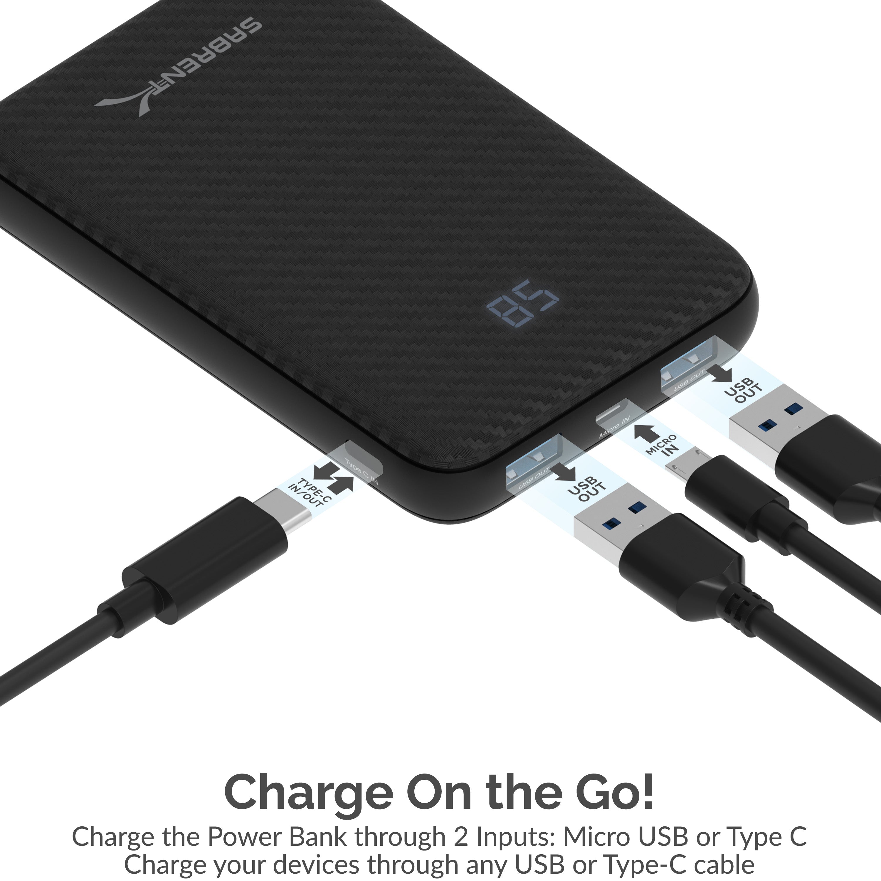 10000 mAh USB C PD Power Bank with Quick Charge 3.0 -