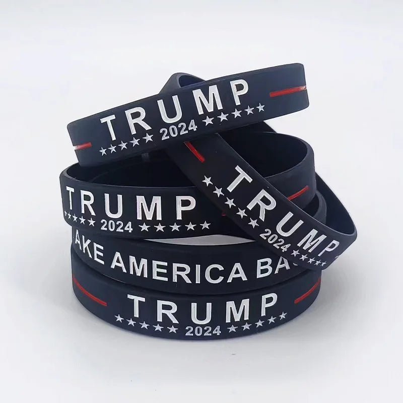 Trump 2024 Take America Back - USA Patriotic Silicone Wristband Bracelets - 6 Pack