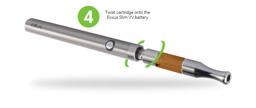 Attaching the Slim VV Cartridge to the battery