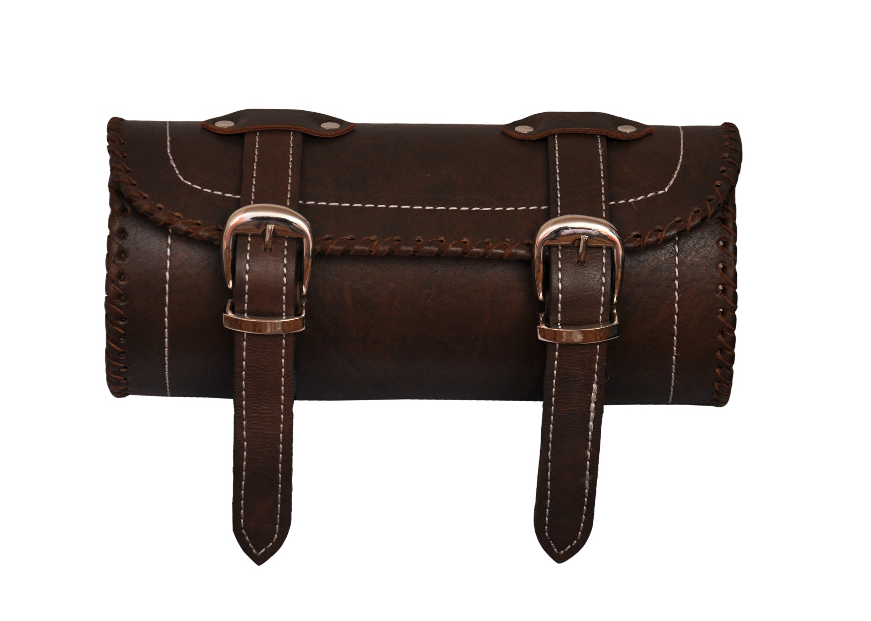 Amazon.com: The Leather Artistry Genuine Leather Vintage Motorcycle 2 Strap  Buckle Closure Tool Bag Brown Handlebar Sissy Bar Tool Pouch Roll Bags -10  : Automotive