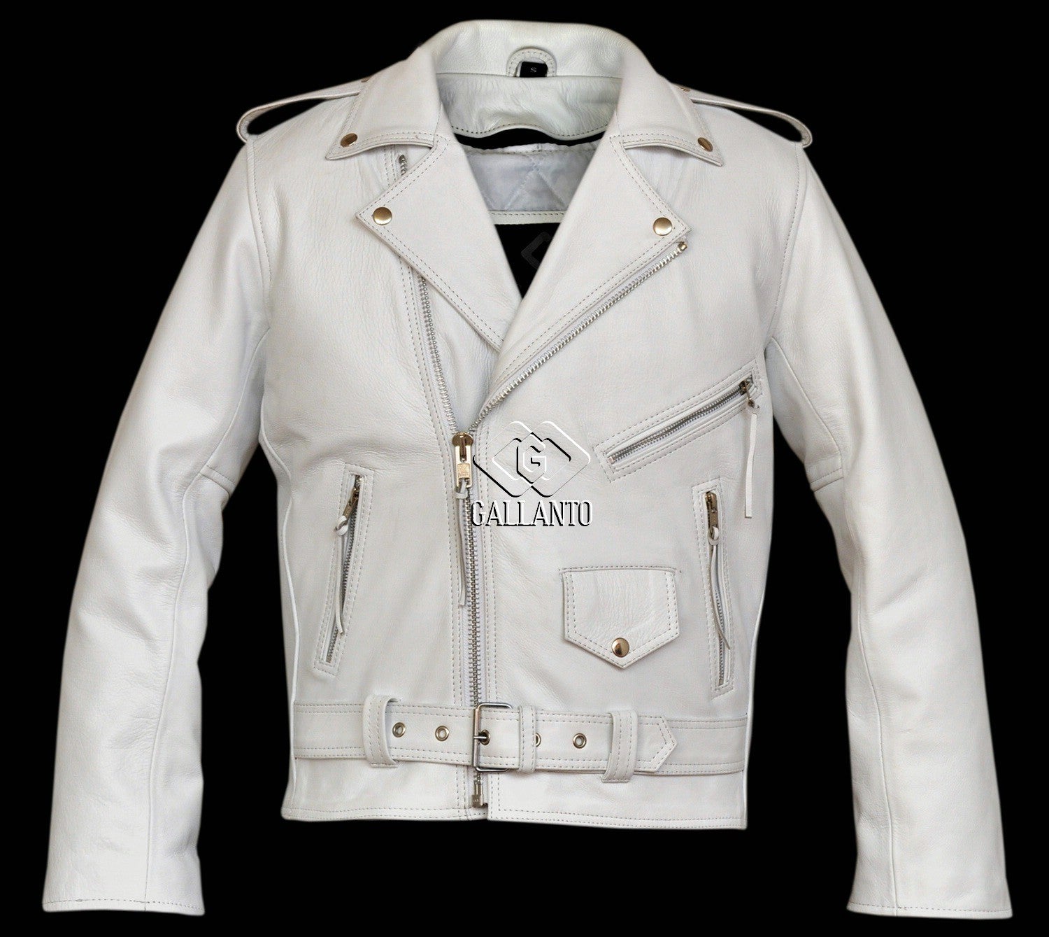 White Brando Biker Leather Jacket – Gallanto.co.uk Online Shopping ...