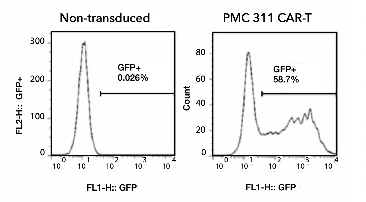 Figure 3. Expression of GFP was determined by FACS.