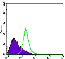 Figure 4: Flow cytometric analysis of PC-3 cells using anti-NKX3A mAb (green) and negative control (purple).