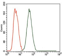 Figure 4: Flow cytometric analysis of MCF-7 cells using MELK mouse mAb (green) and negative control (red).