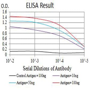 Figure 1: Black line: Control Antigen (100 ng);Purple line: Antigen (10ng); Blue line: Antigen (50 ng); Red line:Antigen (100 ng)