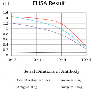 Figure 1: Black line: Control Antigen (100 ng);Purple line: Antigen (10ng); Blue line: Antigen (50 ng); Red line: Antigen (100 ng)