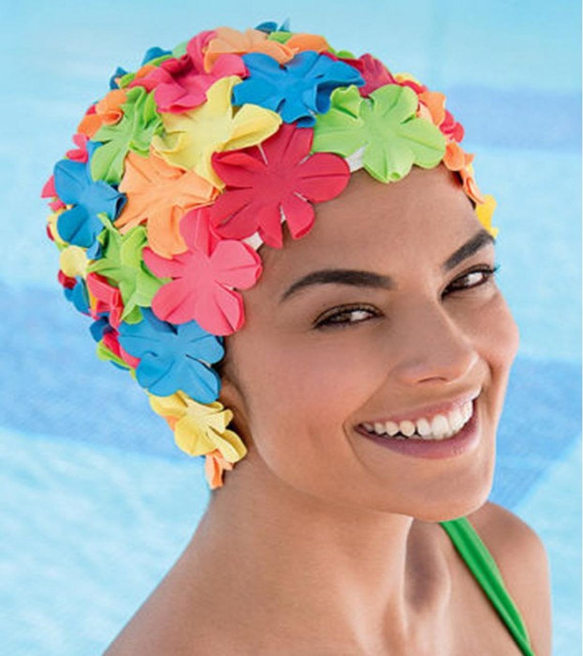 Fashy Ladies Swim Cap - Multi Colour Petal Swim Cap – Glamour Secrets