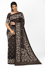 Black & White Handloom Handspun Cotton Jamdani Saree