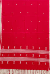 Red & White Handloom Soft Cotton Dhakai Jamdani Dupatta