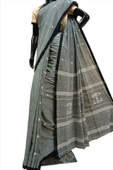 Grey Handloom Cotton, Handwoven Jamdani Saree