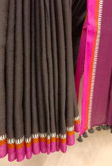 Black 🖤 & Pink Soft Handloom Cotton saree (No B/P)