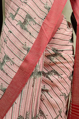 Pink Handloom Printed Soft  Cotton Saree , this is pure Suta ka saree hai