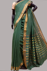 Dark Green Handloom Soft Silk Saree