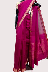 Purple Handloom Silk Zari Border Saree